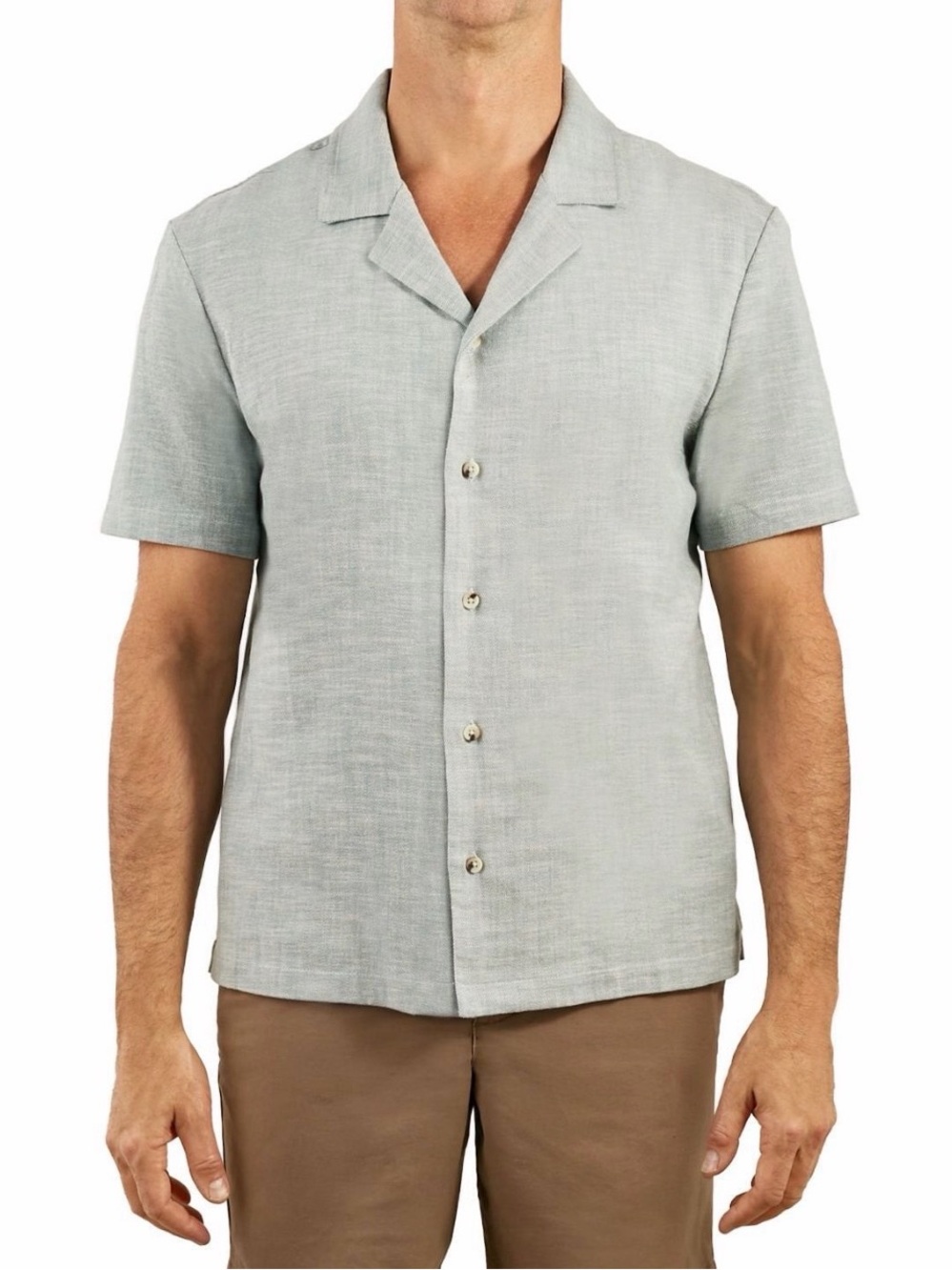 Sperry Mens Green Textured Knit Button Down Camp Short Sleeve Shirt Size XL NWT